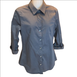 Banana Republic Grey Tailored Crisp Cotton Button Up Dress Shirt Women's S